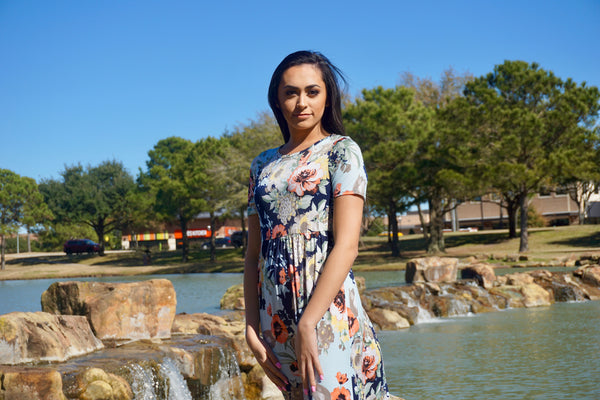 Blue Maxi Dress with Pockets