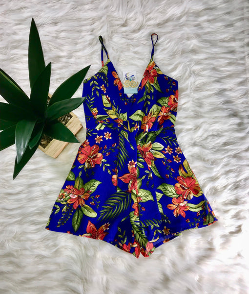 Cobalt Blue Tie Front Romper