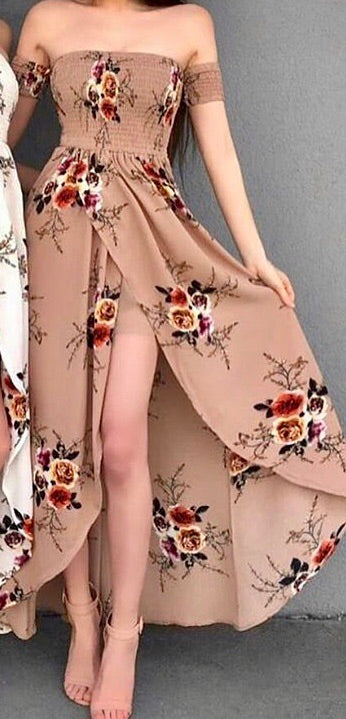 Taupe Floral Dress