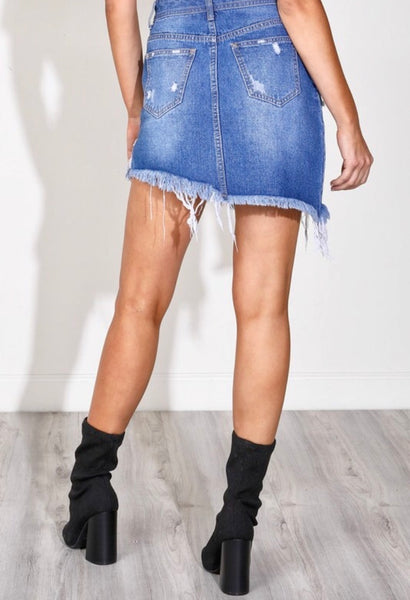 Symmetrical Ripped Denim Skirt